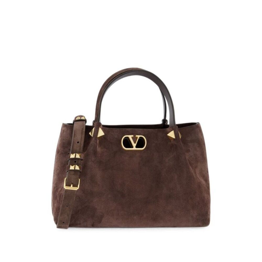 Valentino Garavani Women Vlogo Signature Small Suede Leather Tote